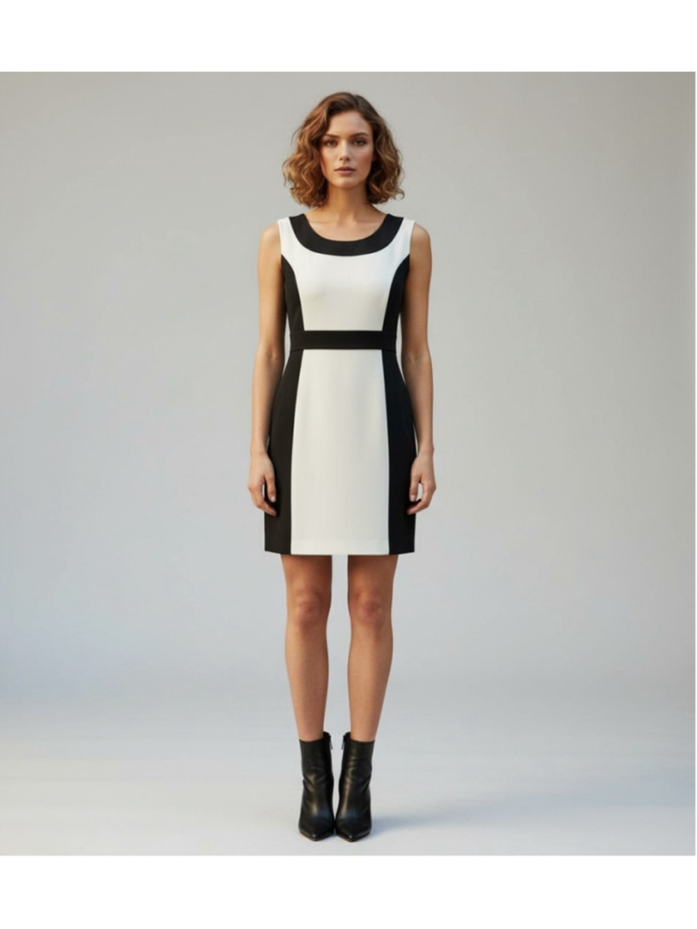 Seduzione Italian Mini Dress Size L Black White Colorblock NWT